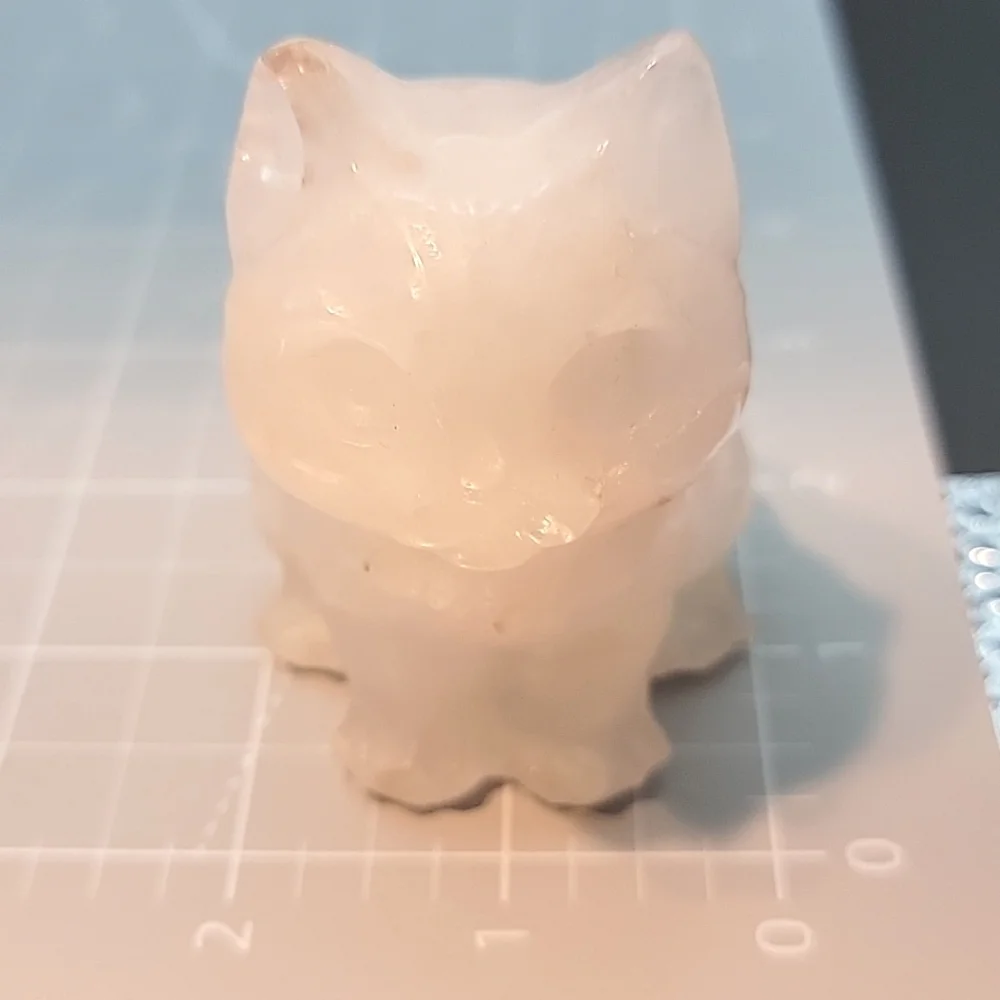 256g White Quartz Natural Gemstone Cat Kitten Feline Figurine 3
